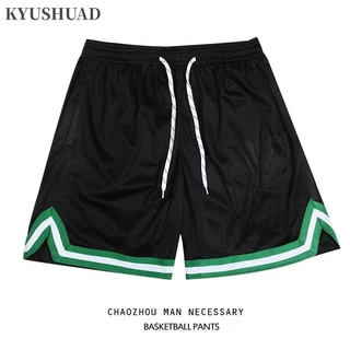 Kyushuad Quần Short Nam Mỹ Retro Sinh Viên Phong Cách Đại Học Bóng Rổ Đào Tạo Rời Lưới Thoáng Khí Phù Hợp Với Quần Short Nam