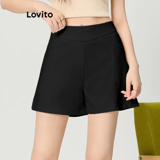 Lovito Quần short có đường nét đơn giản thông thường dành cho nữ L86ED145