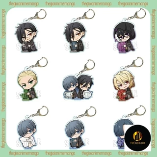 Móc khóa in hình BLACK BUTLER ver NGỒI ÔM ĐỒ Hắc quản gia anime chibi mica trong acrylic quà tặng dễ thương