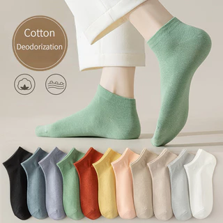 Ecmn Nữ Cotton Ống Ngắn Tất Mùa Hè Màu Trơn Khử Mùi Mồ Hôi Tất