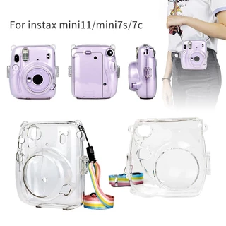 Instax Mini 11 9 8 + 7 + Vỏ bảo vệ Camera Trans Crystal Clear Case Bag có dây đeo vai cầu vồng