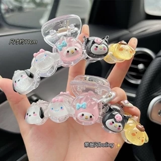 Kẹp Tóc Bé Gái Mịn Lấp Lánh Dễ Thương Trong Suốt Sanrio Cá Mập Kẹp Phụ Kiện Tóc Cho Nữ Mũ Đội Đầu