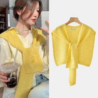 Fudeshe choàng dệt kim, Dây buộc ren màu trơn Cổ giả, Giữ ấm Áo đeo vai có thể tháo rời Unisex