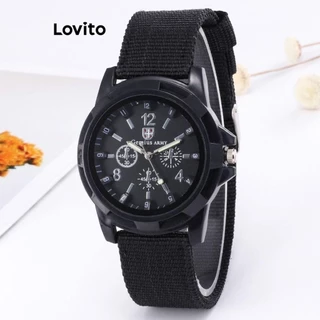 Lovito Đồng hồ thạch anh ngoài trời dạ quang có dây đeo nylon trơn thông thường dành cho nữ LFA23161