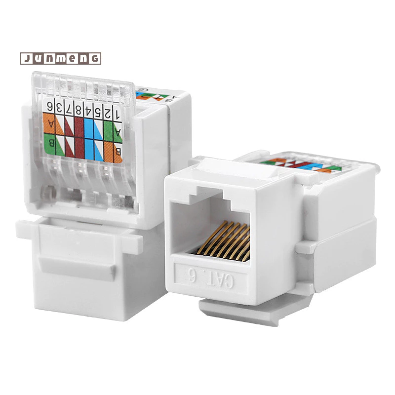 Junmeng RJ45 Cat6 UTP Keystone Nữ Jack Kết Nối Adapter Mạng Internet Lan Cáp Đẹp