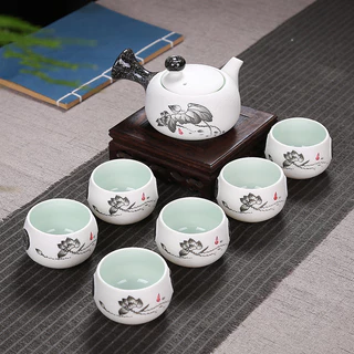 Bộ trà Kung Fu tráng men bông tuyết 7 đầu trong kho Bộ trà bộ trà gốm sứ ấm pha trà gia dụng văn phòng tách trà