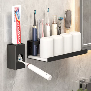 Giá đỡ bàn chải đánh răng điện treo tường bằng nhôm cho phòng tắm, vòi hoa sen, giá đỡ bàn chải đánh răng, móc treo phòng tắm
