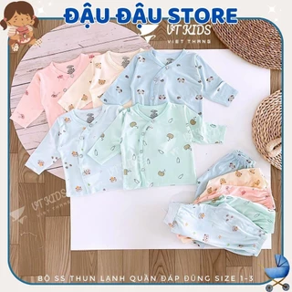 Set 5 Bộ dài tay thun lạnh cho bé sơ sinh VT chất thun lạnh màu mềm mịn thoáng cho bé 0 - 9 tháng DL04 Đậu Đậu Store