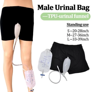 Giá đỡ túi chân tiết niệu TPU-Urinal bag Catheter Quần không kiểm soát có thể đeo được cho nam / người cao tuổi Hệ thống tiểu chống rò rỉ với túi sưu tập tiểu di động có thể tái sử dụng Túi thoát nước 500ML