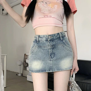 Quần Váy Jean Nữ Lưng Cao Trơn Màu Xanh Đậm Xanh Nhạt Thời Trang Bigsize Moli 0106 Đủ Size 55-90kg Women Cotton Voan