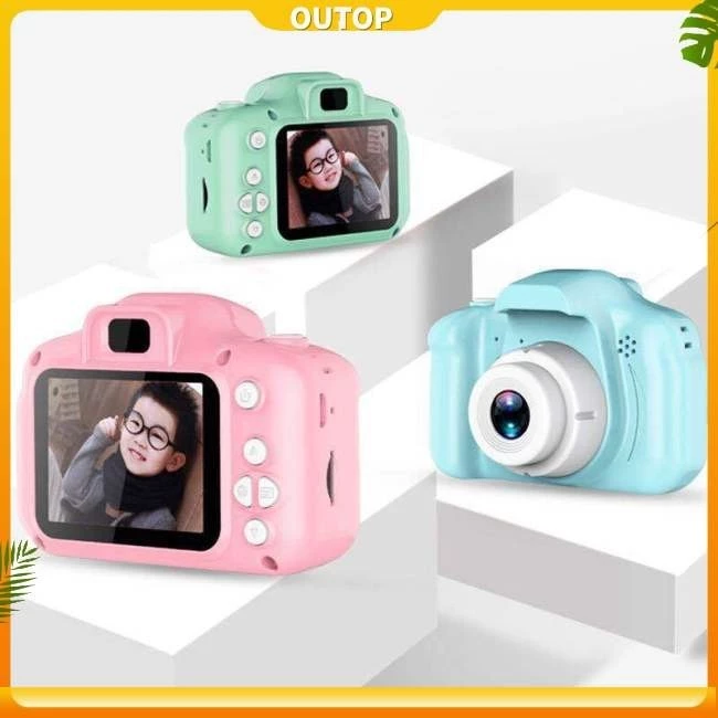 Outop Trẻ Em Máy Ảnh Video Kỹ Thuật Số Mini Sạc Trẻ Em Camera Chống Sốc 8mp Hd Máy Ảnh Tập Đi Máy Quay Trẻ Em