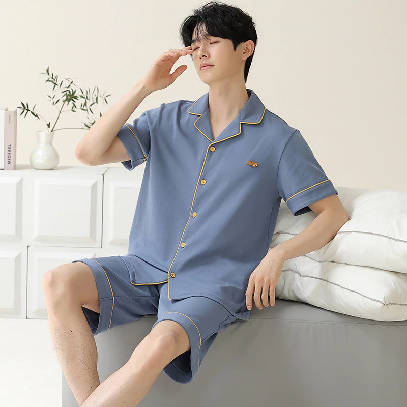 Bộ đồ ngủ nam mùa hè cotton ngắn tay mỏng 2024 quần áo mặc ở nhà mùa hè mới có thể mặc bên ngoài