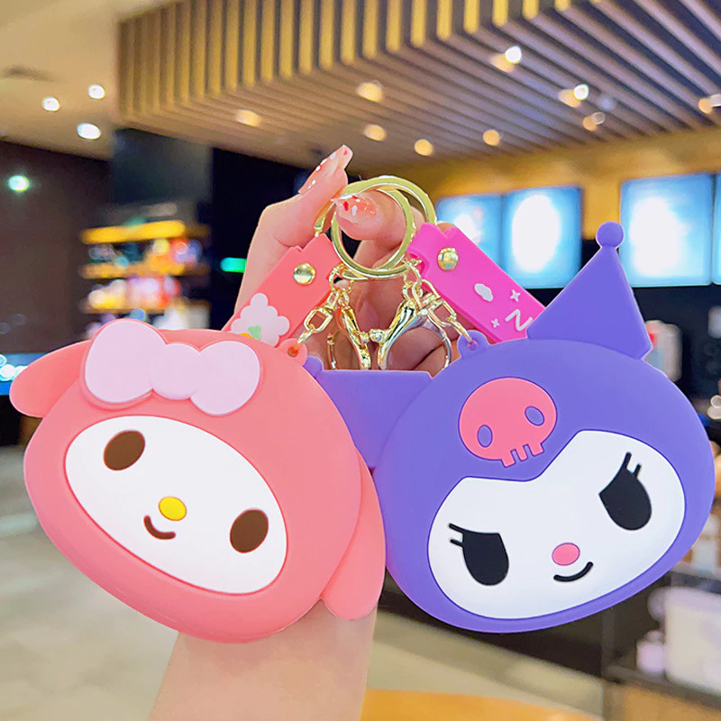 Sanrio Hello Kitty Giai Điệu Kuromi Móc Khóa Hoạt Hình Silicon Không Ví Cặp Đôi Quà Tặng Nhỏ Bán Buôn Trẻ Em mini Ví Đi Học Mặt Dây Chuyền Búp Bê Khóa Chìa Khóa