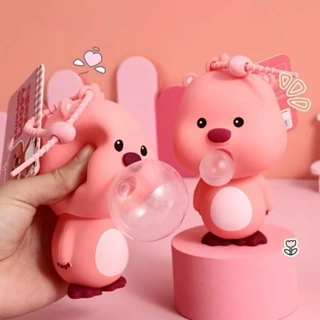 Loopy Bong Bóng Thổi Móc Khóa Giải Nén Squishy Đồ Chơi Little Beaver Bóp Mặt Dây Chuyền Túi Treo Móc Khóa Quà Tặng Cho Bạn Bè