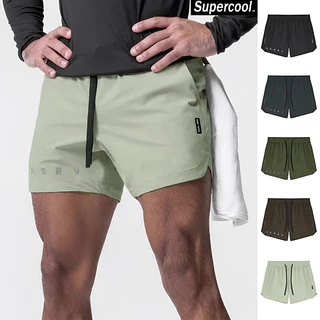 #SupercooL#Quần Short Nam Mỹ Mùa Hè Thể Thao Thanh Niên Nhanh Khô Quần Crop Nam Màu Trơn Chạy Bộ Tập Thể Dục Quần