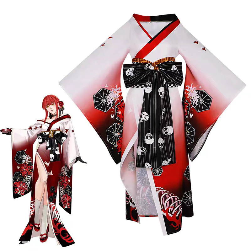 Anime Chainsaw Man Makima Cosplay Trang Phục Hyakkiyakou 's Shutendoji Kimono Nhật Bản