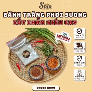 Bánh Tráng SHIN Phơi Sương Chấm Sốt Tỏi Phi Giòn Độc Quyền Ăn Vặt Thơm Ngon túi zip M