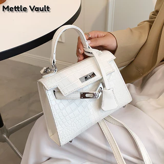 Túi xách nữ mùa hè Mettle Vault, túi đeo chéo thời trang hợp thời trang mới đa năng, túi vuông nhỏ cầm tay họa tiết cá sấu