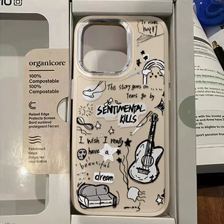 Ốp điện thoại họa tiết đàn Guitar tiếng Anh sáng tạo mới Tương thích cho IPhone 11 14 15 12 13 Pro MAX XR X XS MAX 15Plus Se2020 7 / 8 Plus Khung mạ điện chống sốc lỗ lớn Vỏ mềm