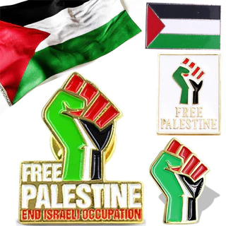 Palestine FLAG Badge Thép không gỉ Palestineflag Pin Ve Áo Huy Hiệu Ba Lô Biểu Tượng Palestine Quốc Gia Men Huy Hiệu Băng Tay