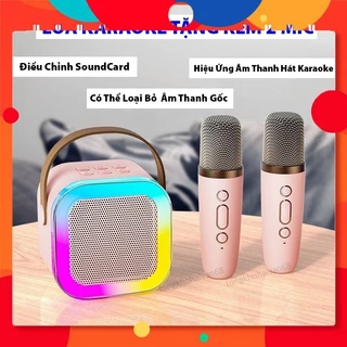 Loa bluetooth mini hát karaoke k12 tặng kèm 2 mic,có thể thay đổi giọng, nhỏ gọn có thể mang theo dễ dàng sử dụng