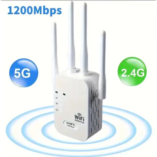 Kích sóng Wifi 4 râu tốc độ cao 1200mpbs  5G / 2.4G 300Mbs. Mở rộng vùng phủ sóng, cải thiện tốc độ mạng Wifi