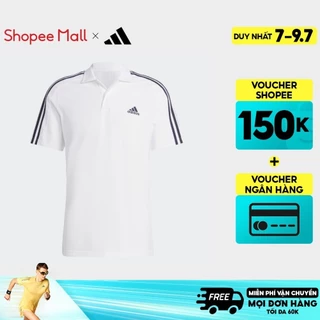 adidas Phong cách sống Áo Polo 3 Sọc Thêu Logo Nhỏ Vải Piqué Essentials Nam trắng IC9312