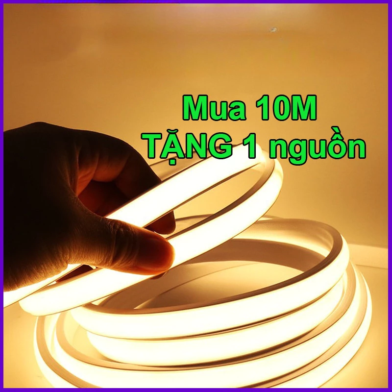 Combo 10m 20m 30m Đèn LED dải Neon COB chống nước 220v hắt trần trang trí phòng Tặng Nguồn