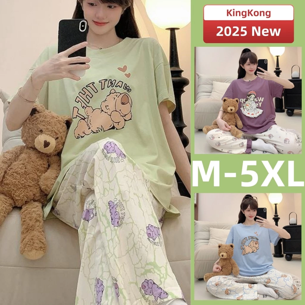M-5xl Plus size Bộ Đồ Ngủ Nữ 100% Cotton Bộ Đồ Ngủ Mùa Hè Tay Ngắn Đồ Ngủ Người Phụ Nữ Hoạt Hình Rời Mặc Nhà Mỏng