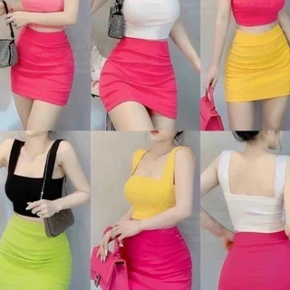 ￼Áo nữ hai dây bản to đa sắc màu phom croptop