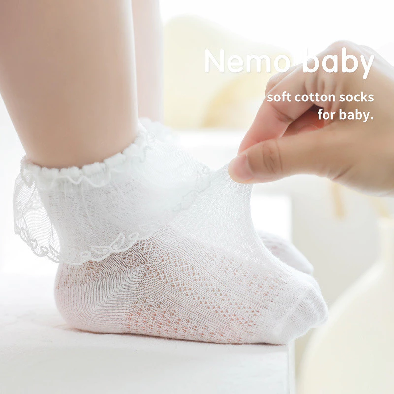 Tất Trẻ Em Mùa Hè Mỏng Bé Gái Tất Chải Cotton Trẻ Em Lưới Hàng Trăm Phong Cách Công Chúa Ren Tất Bé Tất Cho Bé 0-2 Tuổi