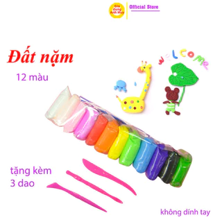 Đất nặn an toàn cho bé không dính da tay, không mùi tạo hình tự khô set 12 túi xé