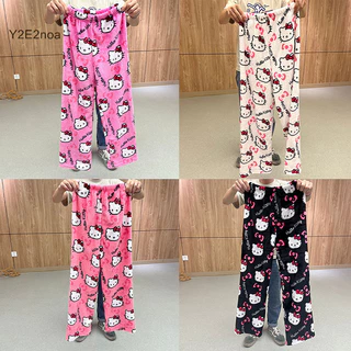 Y2e2noa Hello Kitty Bộ Đồ Ngủ Quần Kawaii Anime Thu Đông Ấm Áp Quần Áo Gia Đình Nhiều Phong Cách Flannel Quần Thường Ngày Bé Gái Quà Tặng HOT