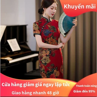 Đầm Sườn Xám Ngắn Tay Ôm Dáng Thời Trang Dành Cho Nữ