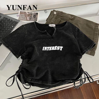 YUNFAN áo phông áo thun nữ croptop baby tee Fashion Dễ thương Trendy INS WTX2440M3J 15Z240413