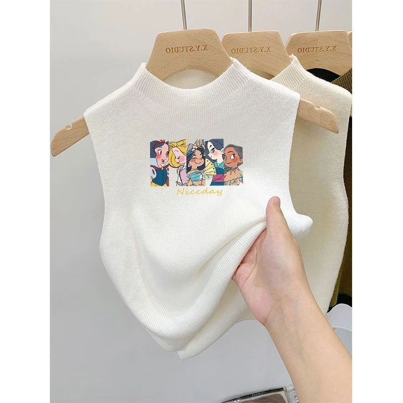 K Dệt Kim Nhỏ Camisole Nữ Mặc Bên Trong Mùa Hè 2024 Mặc Ngoài Cô Gái Nóng Mặc Nửa Cổ Cao Không Tay Đáy Ngắn Top