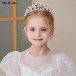 Pingchuan888 2023 Mới Nữ Bé Gái Màu Bạc Vương Miện Mũ Pha Lê Hàn Quốc Tiara Thời Trang Sinh Nhật Kim Cương Giả Vương Miện Phụ Kiện Tóc Đẹp