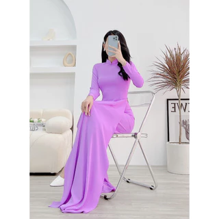 ÁO DÀI TRUYỀN THỐNG 4 TÀ MÀU TÍM CÀ CHẤT LIỆU CHIFFON MỀM MẠI - ÁO DÀI THANH LIỄU