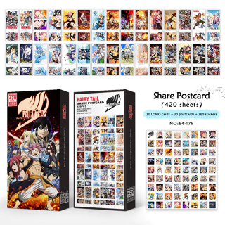 Fairy TAIL, Jujutsu Kaisen, SPY FAMILY, Người cưa xích, SLAM DUNK, Hunter, Bưu thiếp cỏ ba lá đen (30 cái) + Photocards (30 cái) + Nhãn dán (144 cái)