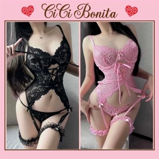 Đồ lót gợi cảm cao cấp ren sexy 3 màu hồng trắng đen kèm vòng đùi CL50 CICI BONITA HCM