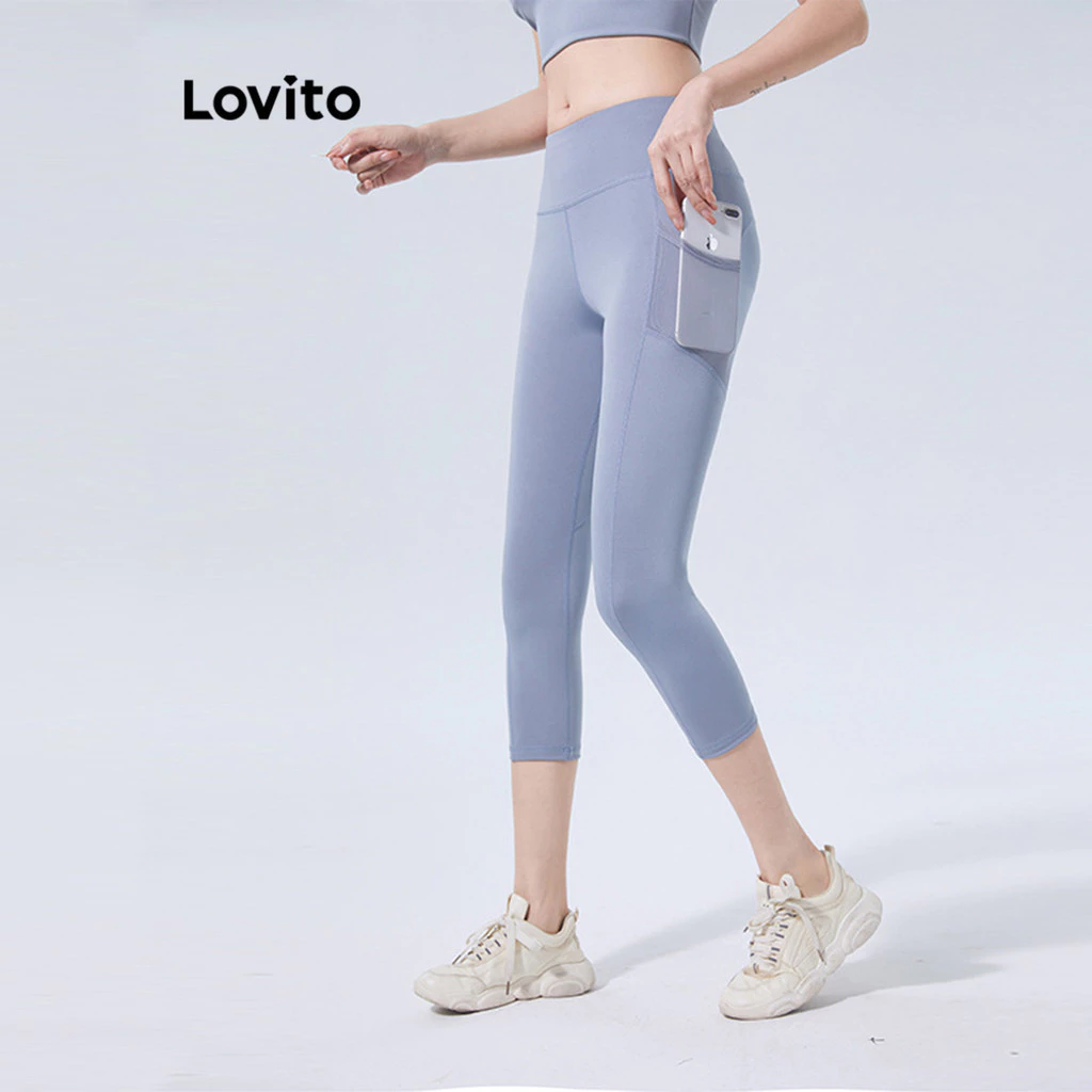 Lovito Quần legging thể thao bỏ túi trơn thể thao cho nữ LNE60326