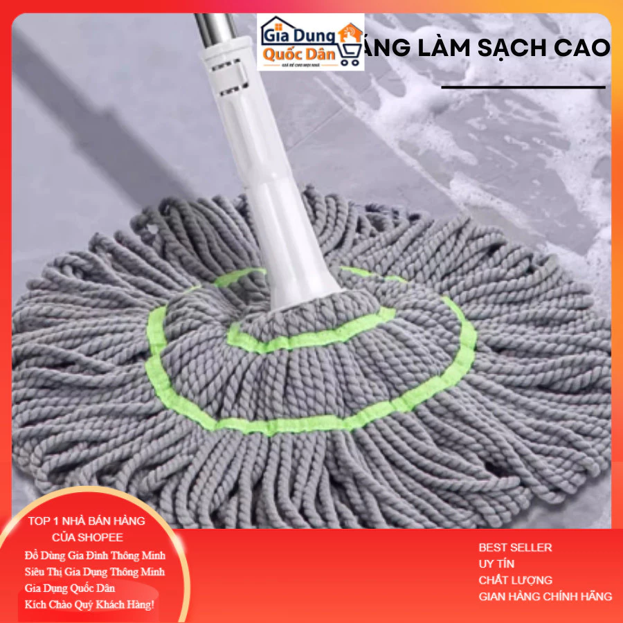 Cây Lau Nhà Vắt Tay Trợ Lực Siêu Thấm Hút Chất Liệu Inox [ND1]22