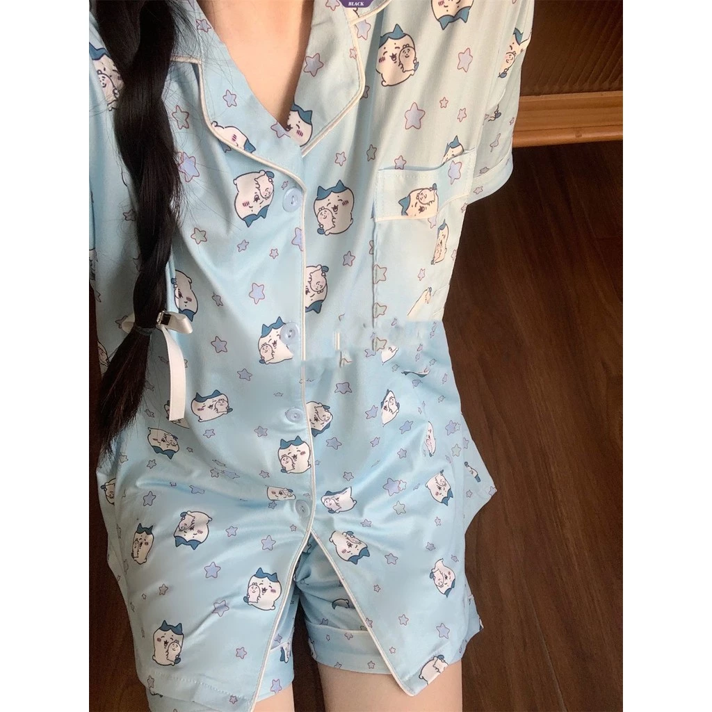 Nhật Bản Chikawa Hachiware Bộ Đồ Ngủ Nữ Mùa Hè Mới Quần Short Tay Ngắn Hoạt Hình Dễ Thương Homewear Suit [BL]