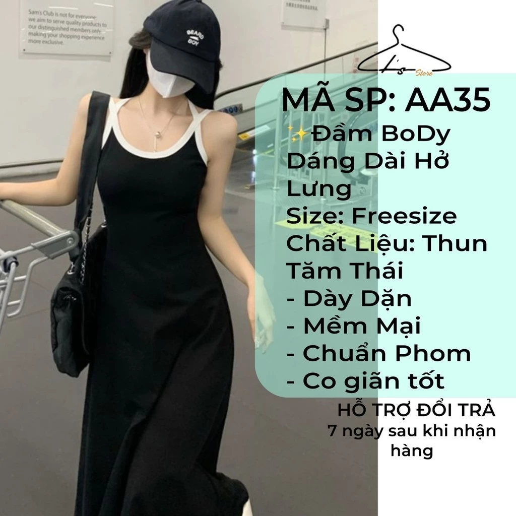 Đầm body nữ dáng dài hở lưng, Váy body nữ 2 dây chéo lưng,sexy, tôn dáng chất thun tăm dáng xòe Hàn Quốc