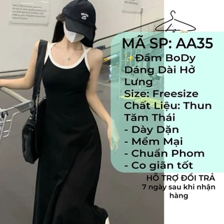 Đầm body nữ dáng dài hở lưng, Váy body nữ 2 dây chéo lưng,sexy, tôn dáng chất thun tăm dáng xòe Hàn Quốc