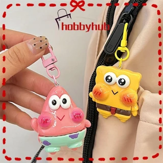 HobbyHob Móc khóa hoạt hình dễ thương, Phụ kiện túi sao biển Mặt dây chuyền túi đi học, Quà tặng trang trí hoạt hình treo spongebob