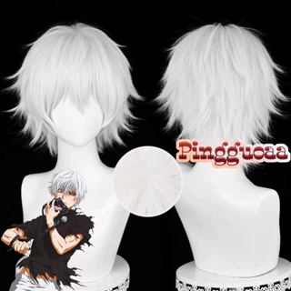 Anime Tokyo Ghoul Ken Kaneki Cosplay Tóc Giả 30cm Ngắn Bạc Trắng Tóc Giả Chịu Nhiệt Tổng Hợp Tóc