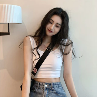 Mùa hè ins Camisole Nữ Gợi Cảm Ngoài Mặc Phù Hợp Với Phong Cách Hồng Kông Thể Thao Ngắn Slim-Fit Rốn Lộn Đáy Áo Sơ Mi Hợp Thời Trang