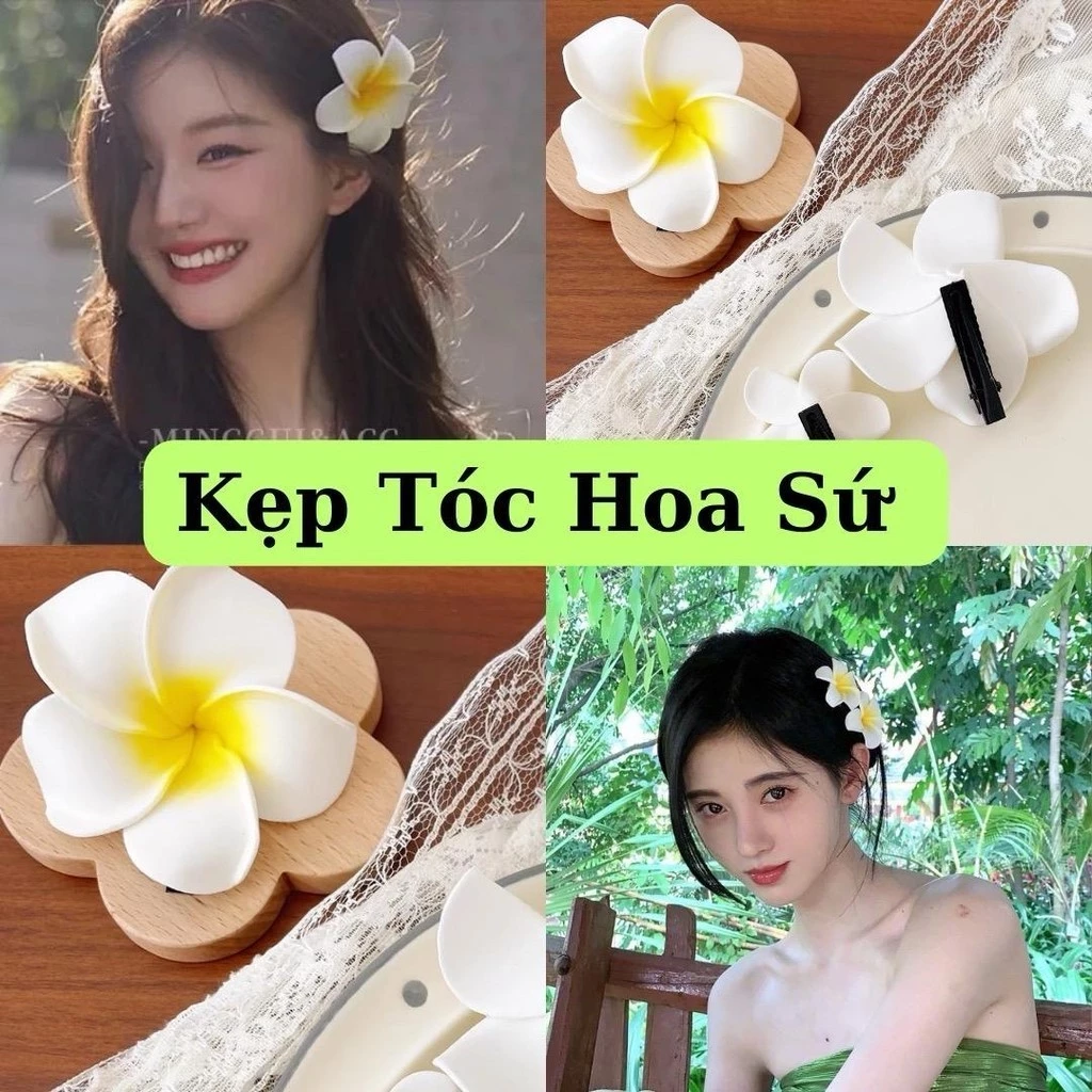 Kẹp Tóc Hoa Sứ - Kẹp Tóc Đi Biển dạng xốp - Voi