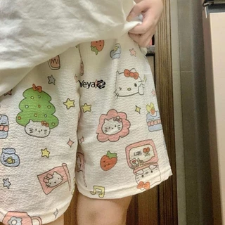 Quần Short Nữ YEYA In Hình Hoạt Hình Quần Đi Bộ Mỏng Thoải Mái Rời Pyjama Quần